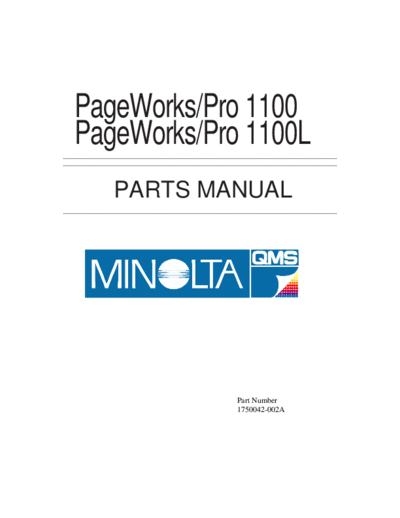 Konica Minolta QMS pagepro 1100 Parts Manual