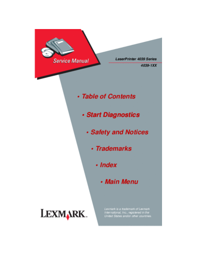 Lexmark LaserPrinter 4039 Series Service Manual