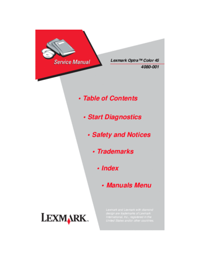 Lexmark Optra Color 45 4080-001 Service Manual
