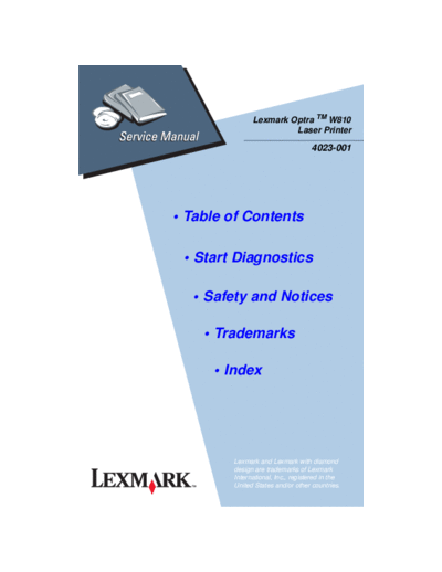 Lexmark Optra W810 4023-001 Service Manual