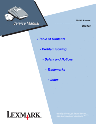Lexmark X-4500 4036-304 Scanner Service Manual