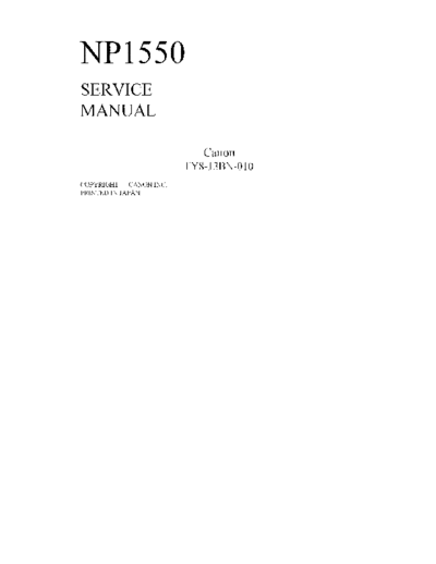 Canon NP 1550 Service Manual