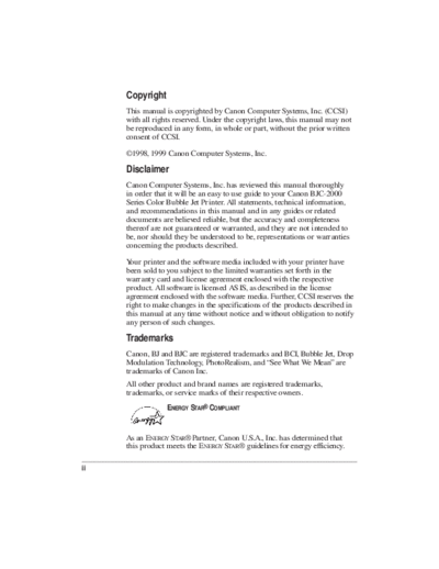 Canon BJC-2000 User Manual