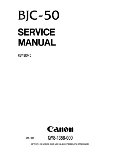 Canon BJC-50 Service Manual