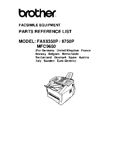 Brother Fax 8350p, 8750p, MFC-9650 Parts Manual