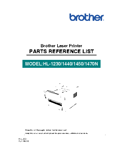 Brother HL-1230, 1440, 1450, 1470n Parts Manual