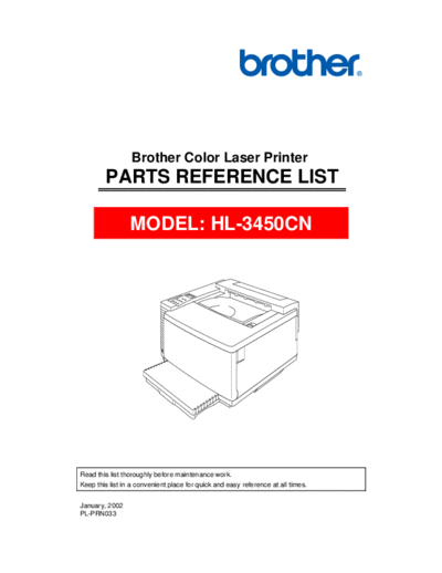 Brother HL-3450cn Parts Manual