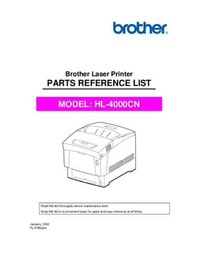 Brother HL-4000cn Parts Manual