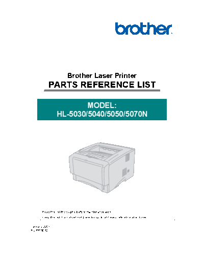 Brother HL-5030, 5040, 5050, 5070n Parts Manual