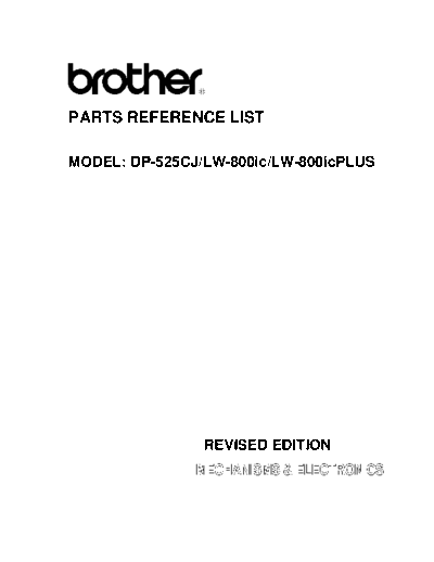 Brother LW-800 Plus, DP-525CJ Parts Manual