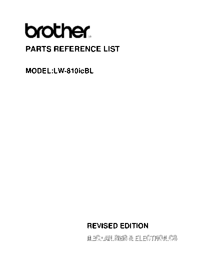 Brother LW-810icbl Parts Manual