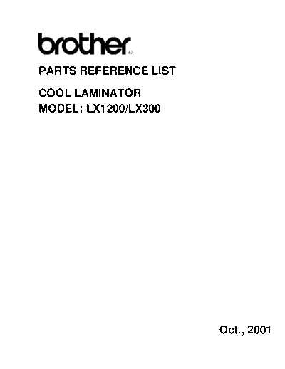 Brother LX 300, 1200 Parts Manual