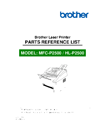 Brother MFC, HL P2500 Parts Manual