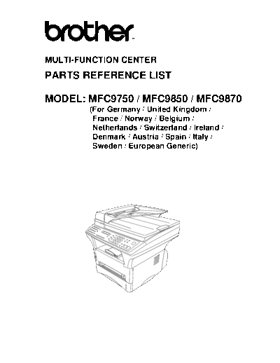Brother MFC-9750, 9850, 9870 Parts Manual