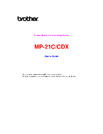 Brother MP-21C_CDX Manual