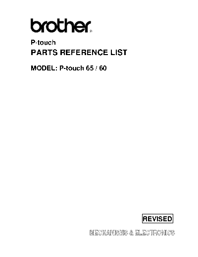 Brother P-touch 60, 65 Parts Manual