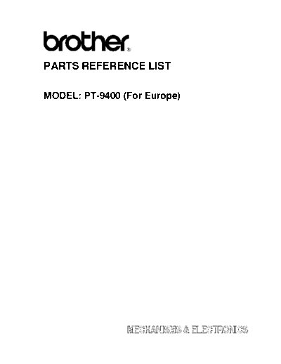 Brother PT-9400 Parts Manual