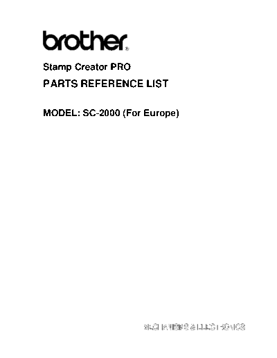 Brother SC-2000 Parts Manual