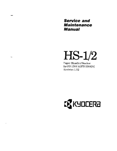 Kyocera handler Stacker HS-1, 2 Service Manual
