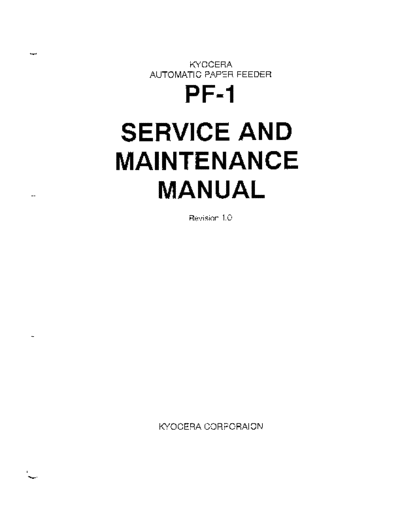 Kyocera Paper Feeder PF-1 Service Manual