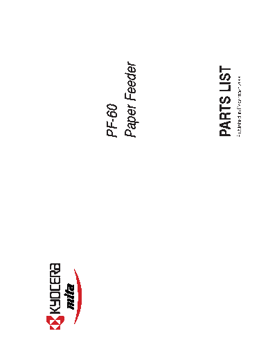 Kyocera Paper Feeder PF-60 Parts Manual