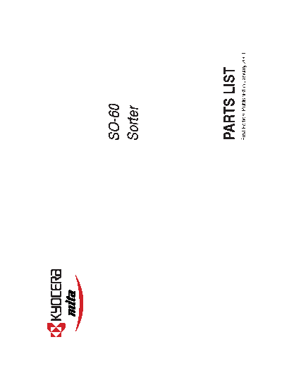 Kyocera Sorter SO60 Parts Manual