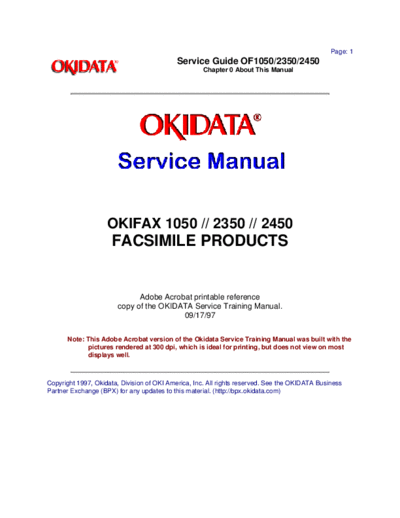 Okidata Fax 1050, 2350, 2450 Service Manual