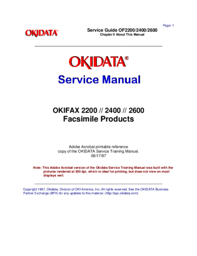 Okidata Fax 2200, 2400,2600 Service Manual