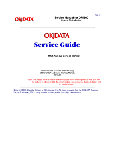 Okidata Fax 5800 Service Manual