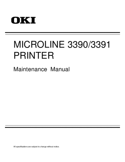 Okidata microline3390-3391 Service Manual