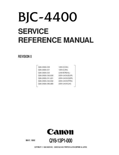 Canon BJC-4400 Service Manual