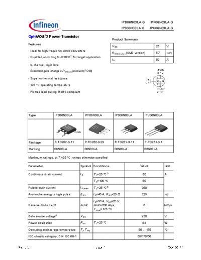IPS06N03LAG - OptiMOS®2 Power-Transistor