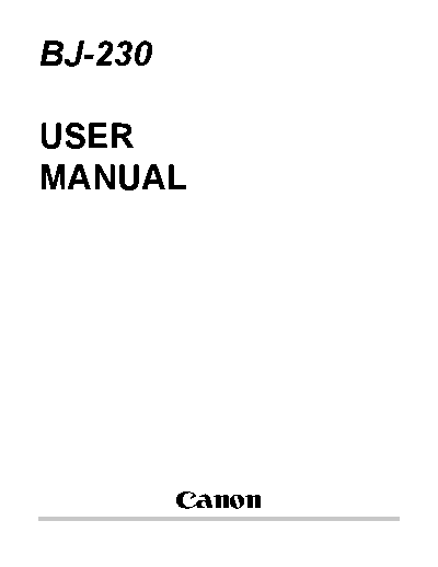 Canon BJ-230 User Manual