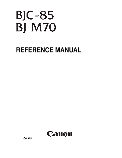 Canon BJC-85 Reference Manual