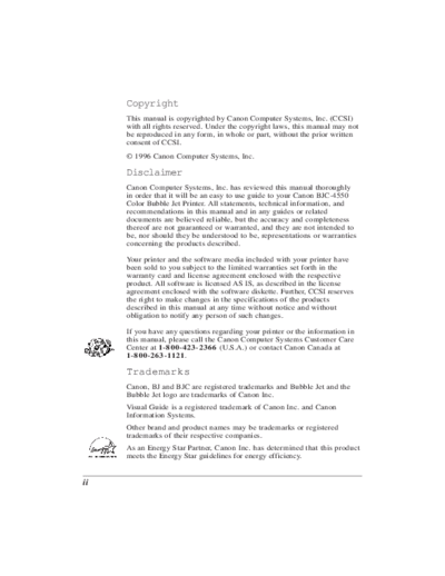 Canon BJC-4550 User Manual