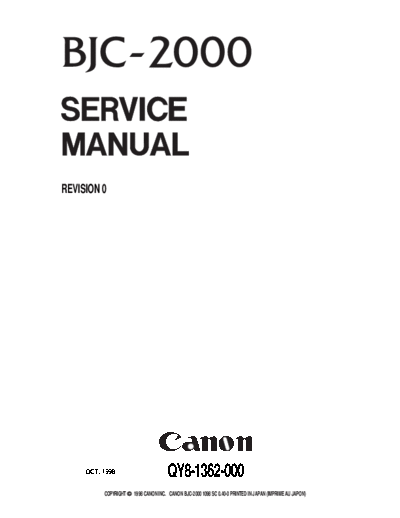 Canon BJC-2000 Service Manual