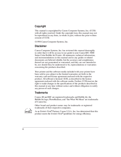 Canon BJC-5000 Series User Manual