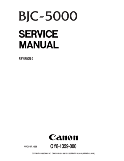 Canon BJC-5000 Service Manual
