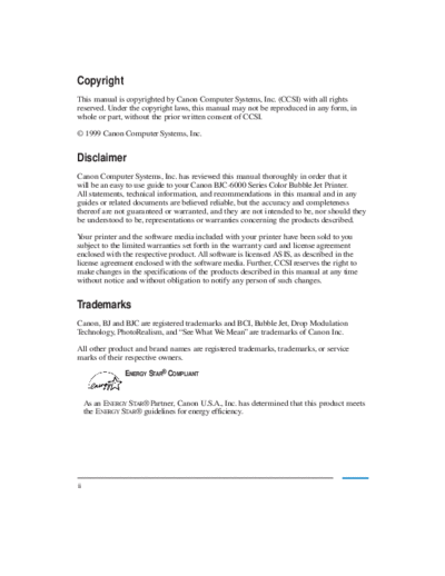 Canon BJC-6000 Series User Manual