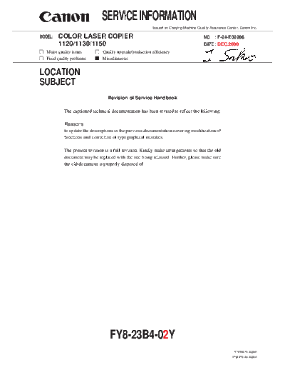 Canon CLC 1120, 1130, 1150 Service Manual