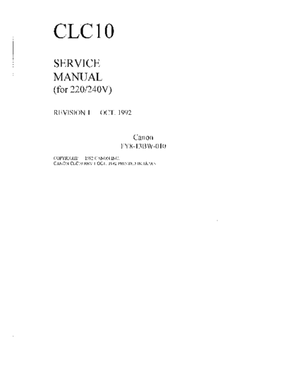 Canon Color Laser Copier CLC-10 Service Manual