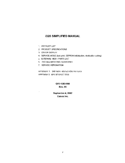 Canon i320 Service Manual (simplified)