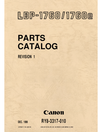 Canon LBP-1760 Parts Manual