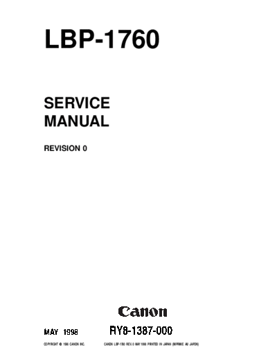 Canon LBP-1760 Service Manual