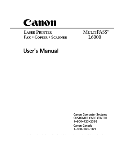 Canon MultiPASS L6000 User