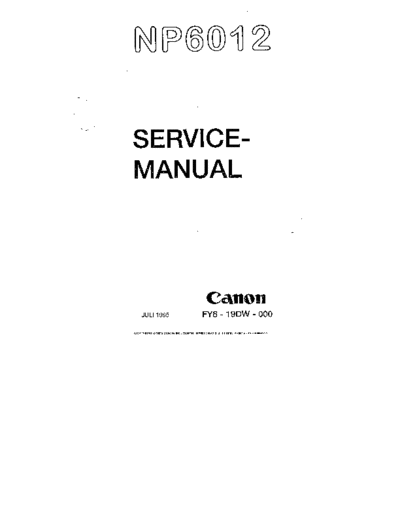 Canon NP 6012 Service Manual