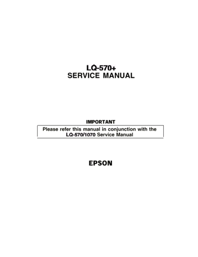 Epson LQ-570+ Service Manual Supplement