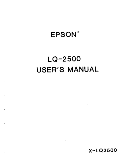Epson LQ-2500 User