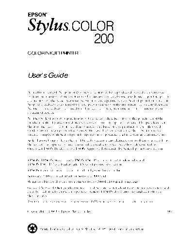 Epson Stylus 200 User