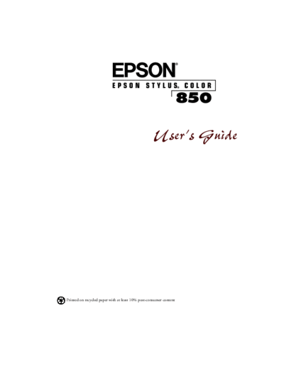 Epson Stylus 850 User